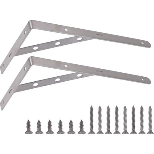 2pcs Stainless Steel Brackets 12 Inch Floating Shelves Tripod Heavy Duty Shelf Bracket Corner Brace Support Wall Hanging
