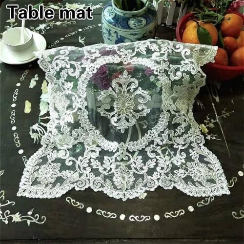Square 40cm Lace Embroidered European Wine Coffee Cup Coaster Bedroom Study Small Round Table Mat Dust Cover Wedding Decoration
