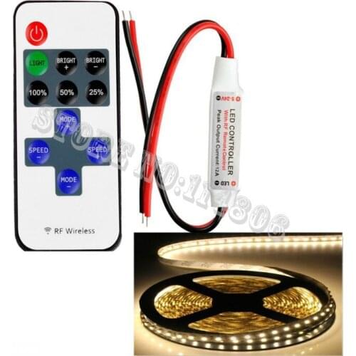 MINI Wireless RF remote LED Controller RF Dimmer + 5M WaterProof 2835 300 LEDs Warm White Flexible LED Strip Light