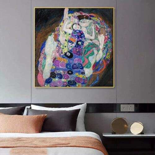 Gustav Klimt Kiss Canvas Paintings On the Wall Art Posters And Prints The Virgin Classical Art Pictures Home Wall Decoration