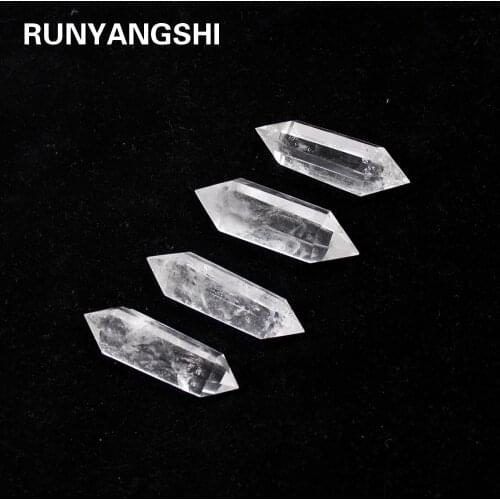 Runyangshi Natural White Crystal 40-60MM 100% Quartz Crystal Stone clear quartz Point Healing Hexagonal Wand Treatment Stone