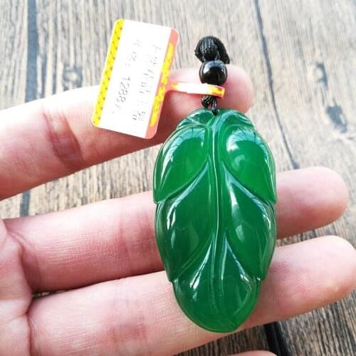 NATURAL AGATE GREEN JADE PENDANT NECKLACE LEAVES JADE WOMEN MEN JADE NECKLACES PENDANTS JADE JEWELRY