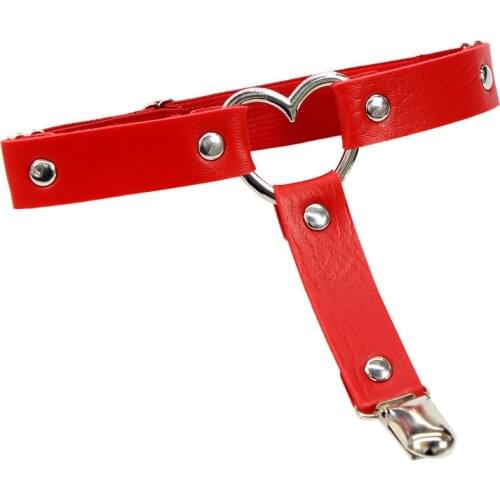PU Leather Heart Punk Garters Belt Leg Ring Garter Belt Rock for Club Women Female Wedding Gift