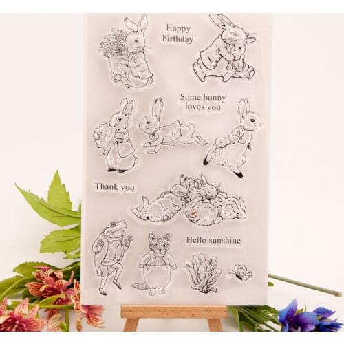 Happy Love Rabbit Transparent Stamps and Metal Cutting Dies Embossing DIY Craft Scrapbooking