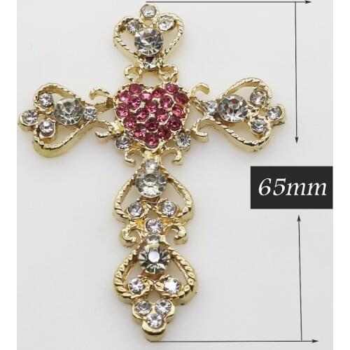 LKERAN Charm 5Pcs 50*65mm Crystal Cross rhinestone Metal buttons,DIY handmade accessories decorative buttons for crafts