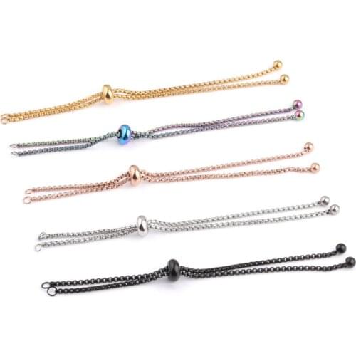 3pcs/lot Stainless Steel Adjustable Slider Chain for Jewelry Making DIY Loops Connector Pendants Bracelets Material Findings
