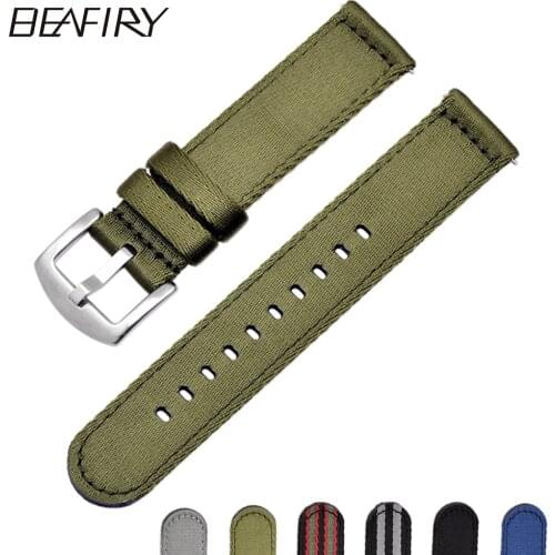 BEAFIRY Breathable Woven Nylon Watch Band 18mm 20mm 22mm 24mm Lightweight Canvas Watch Straps Watchbands Sports