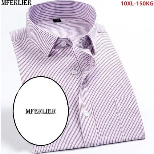Summer men striped shirts office short sleeve plus size big shirt formal business man classic Dress shirts blue 8XL 10XL 5XL 9XL