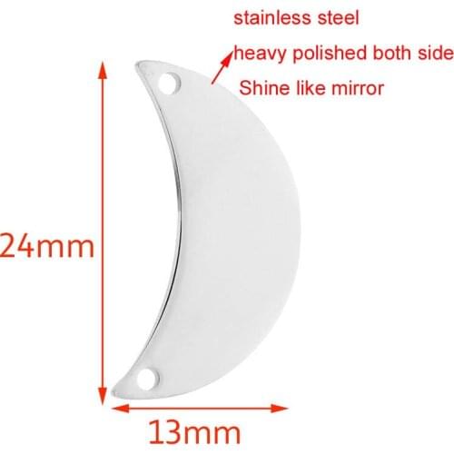 Stainless Steel Silver Connectors Metal Moon Crescent Charm for DIY Bracelet Necklace Jewelry Findings Charms Connector 2 Holes