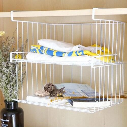 Stackable Hanging Basket Under Shelf Hanging Metal Wire Storage Basket for Kitchen Office Bathroom Cabinet