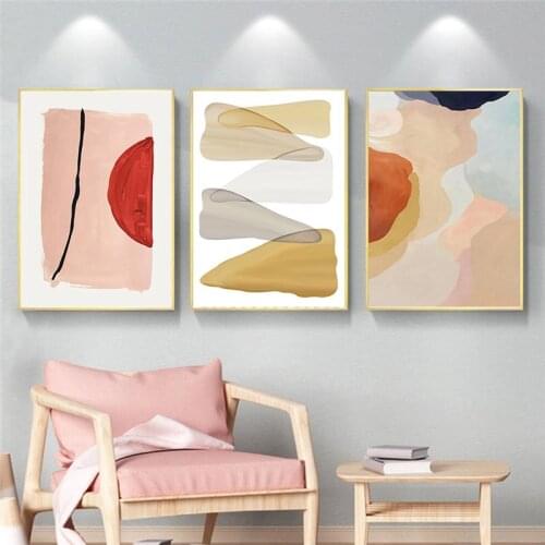 Nordic Abstract Geometric Wall Art Canvas Painting Color Block Poster and Print Wall Pictures for Living Room HD Home Decoration