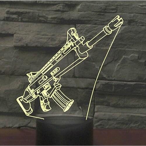 3D LED Night Light Gun Come with 7 Colors Light for Home Decoration Lamp Amazing Visualization Optical Illusion Awesome