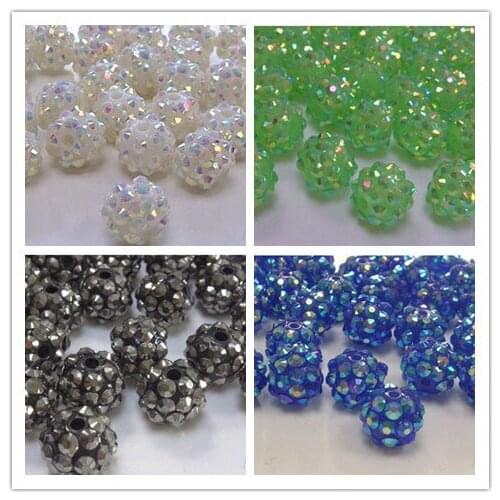 Loose bracelet hdf23 10*12 mm White Green mixed 4 Color loose DIY Resin crystal Beads fit Basketball Wives