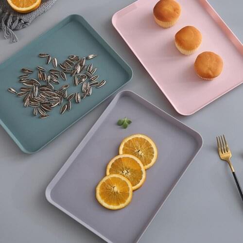 Fruit Plate Food Sauce Dish Snack Plates Portable Convenient Healthy Plastic Rectangle Shape Fruit Cake Plate for Home