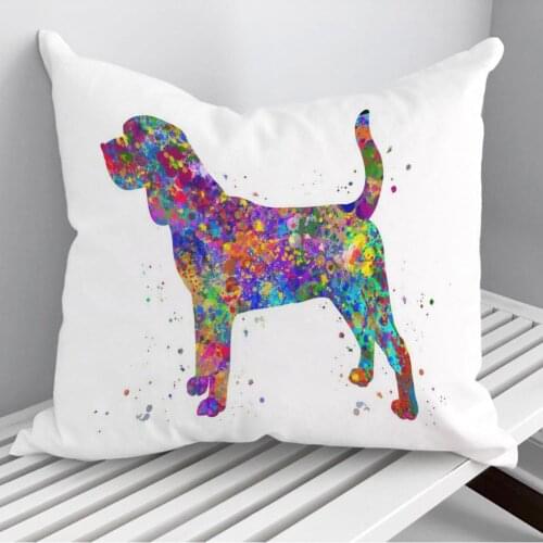 Beagle dog watercolor Throw Pillows Cushion Cover On Sofa Home Decor 45*45cm 40*40cm Gift Pillowcase Cojines Dropshipping