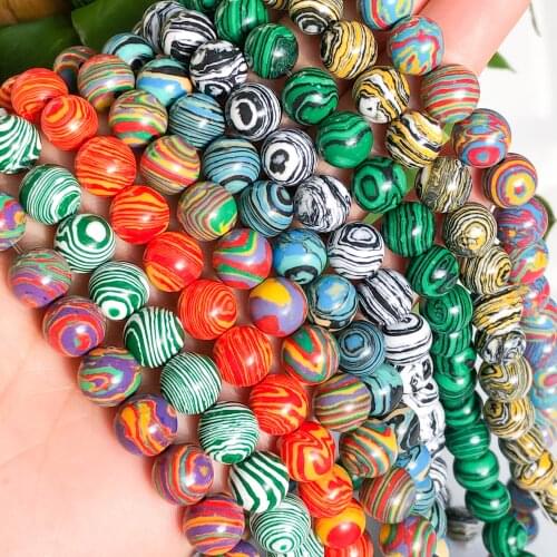 High Quality Colorful Malachite Stone Beads Loose Spacer Bead For Jewelry Making 4/6/8/10mm Strand 15'' DIY Bracelet&Necklace