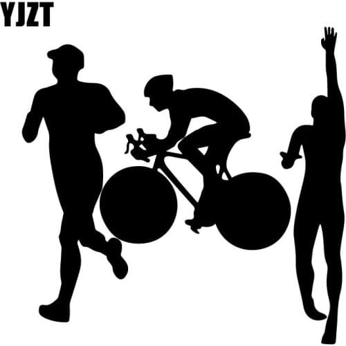 YJZT 15.8CM*15.4CM Triathlon Run Bike Swim Endurance Ironman Car-Styling Vinyl Car Sticker Black/Silver C31-0482