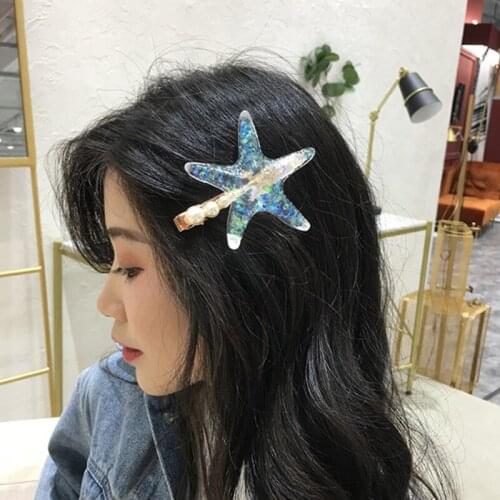 Large Starfish Pearl Barrettes Elegant Hair Clips Acetate Outdoor Party School Travel Jewelry Ornaments