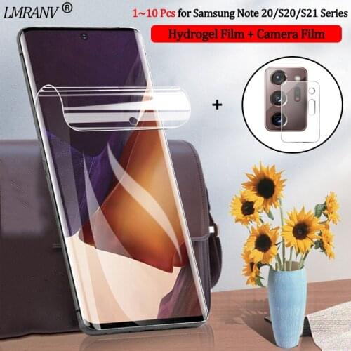 1-10 pcs, note 20 ultra hydrogel film for samsung s 21 plus soft glass s21 galaxy s20+ screen protector samsung s21 ultra note20