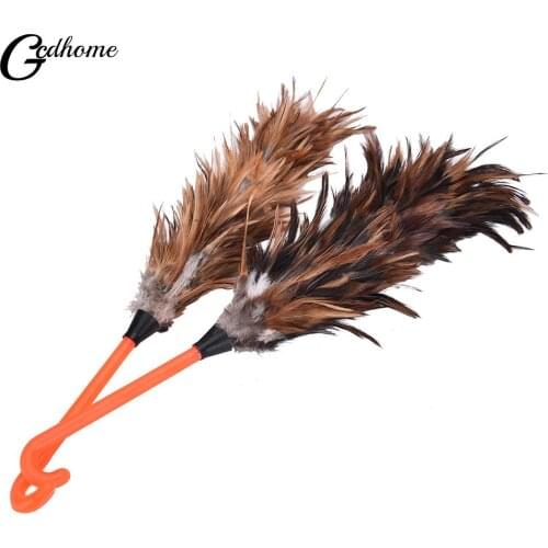 1pcs 45cm Ostrich Natural Feather Duster Brush With Wood Handle Anti-static Cleaning Tool Household Furniturer Car Dust Cleaner