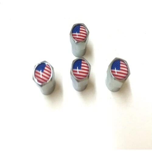 4pcs/lot Car Style USA Flag Logo Tire Valve Cap Truck Motorcycle Bike Wheel Tire Valve Stem Cap For US America Flags