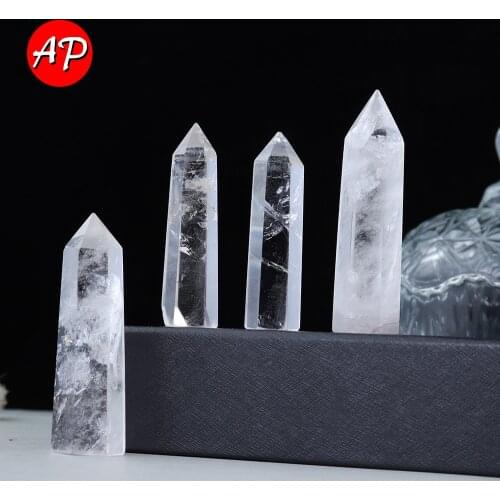 5-8cm Natural Transparency Crystal Point Clear Quartz Hexagonal Prisms Healthy Obelisk Wand Purification Demagnetization