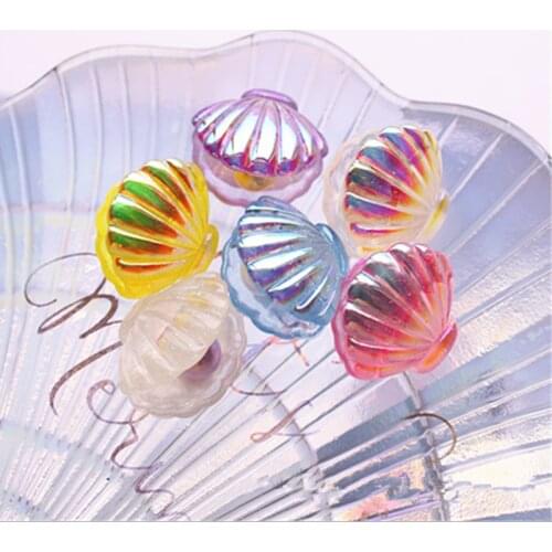 6pcs/lot 19*21MM Cute Shell with pearl Flatback Resin Cabochons Parts for earring and Pendents Decorating