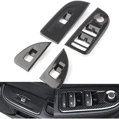 ABS Carbon Fiber Window Lift Switch Button Frame Cover Trim For Alfa Romeo Giulia 2017 2018 2019 2020 Car Accessories 4Pcs