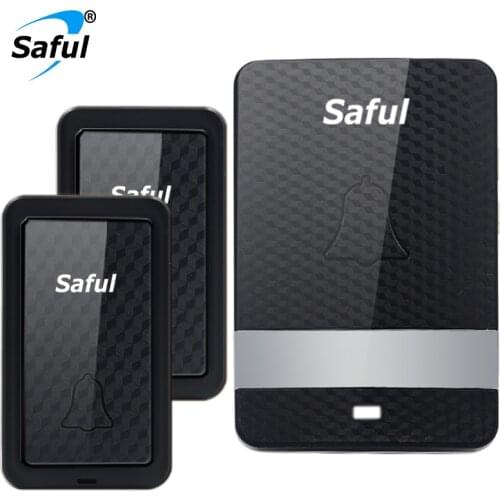 Saful Wireless Doorbell No Battery Waterproof 150M Remote 25-110 dB Push Button EU/US/UK/AU Plug Smart Home Door Bell Ring