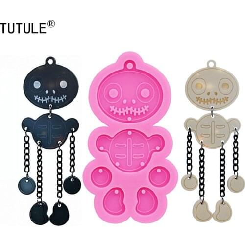 Shiny side Alien Imp Skull Mold-Hand Made Flexible Rubber Silicone Mold-Keychain Pendant Epoxy Resin Polymer Clay Pendant Mold