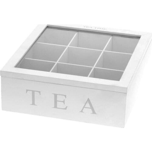Tea Box Natural Chest With Clear Hinged Lid 9 Storage Sections Wooden Box Storage Dried Flowers Puer Tea Box Case