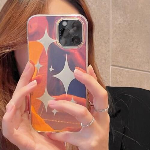 For iPhone 11 12 Pro Max X XS 7 8 Plus SE Case Laser Sparkle Soft Silicone Phone Case Women Girls Transparent Shockproof Cover