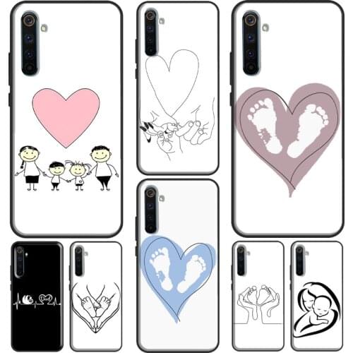 Mom Baby Foot Love Heart Family Case For Realme 6 7 8 Pro Q3 GT Neo C21 C15 C3 Funda For OnePlus 8 Pro 9 Pro Nord 7T 8T 9R