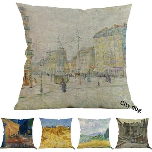 Boulevard de Clichy Painting art Cotton and linen square 45*45cm pillow case Cushion cover Home sofa pillowcase Decor