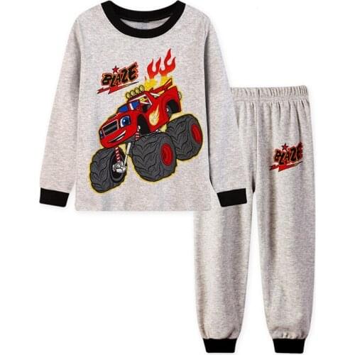 Racing car Cartoon Set Children Clothes Boys Autumn Clothing Set Kids Long Sleeve T- Shirt Pants Cosy Pajamas Sets For 2-7Years