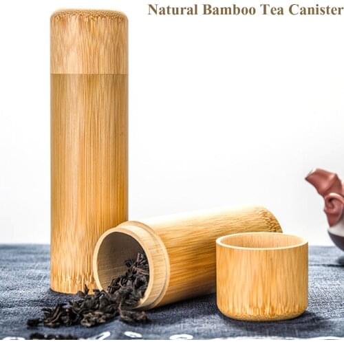 Eco-friendly Jar Portable Tea Canister Lid Handmade Natural Container Round Bamboo Storage Box Holder Tea Art Supplies