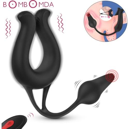 9 Modes Vibrating Penis Massager Ring Dildo Sex Toys for Men Scrotum Massager Male Chastity Cage Testicle Bondage Vibrators