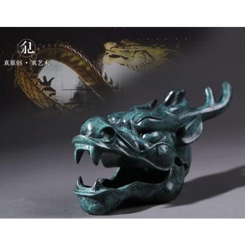 Feng Shui Metal Crafts Home Decoration Chinese Copper/Bronze Carved Dragons Head Figurine/ Dragon Statue