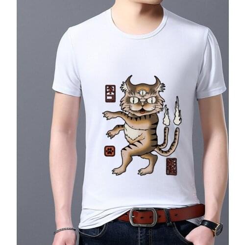 Mens T-shirt High Quality Street Style Cute Funny Monster Pattern Series Male Tee White Print Short Sleeve Dropshipping Tops