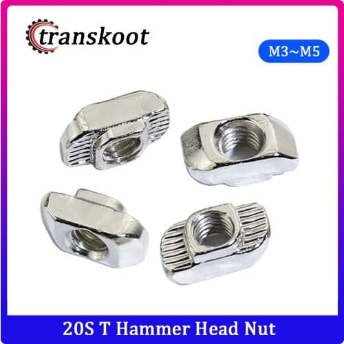 20pcs 10pcs M3 M4 M5 T nut Hammer Head Fasten Nut Connector Nickel Plated for 20 series Slot Groove 6mm M3 M4 M5