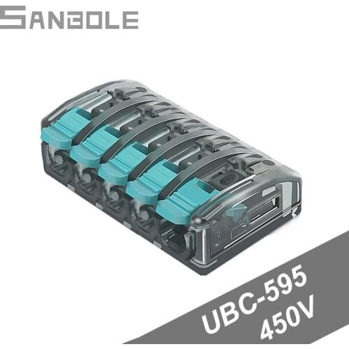 Terminal Block UBC-595 Fast Connection 5P Position Box Lighting Series Special Connector for LED Lamp Spring Terminal (10PCS)