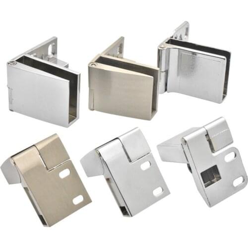 2pc Glass Door Hinge Zinc Alloy Glass Clamp Wine Cabinet display case Cupboard Sliding Door For 3-5mm thickne Hardware Fittings