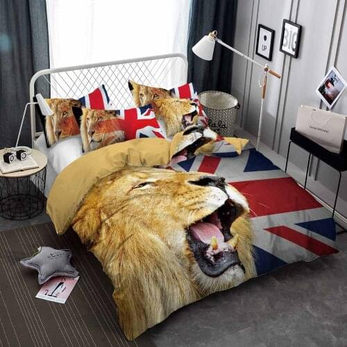 Lion 3D Printed Bedding Set American Flag Duvet Cover Sets Comforter Bed Linen Twin Queen King Single Size Dropshipping