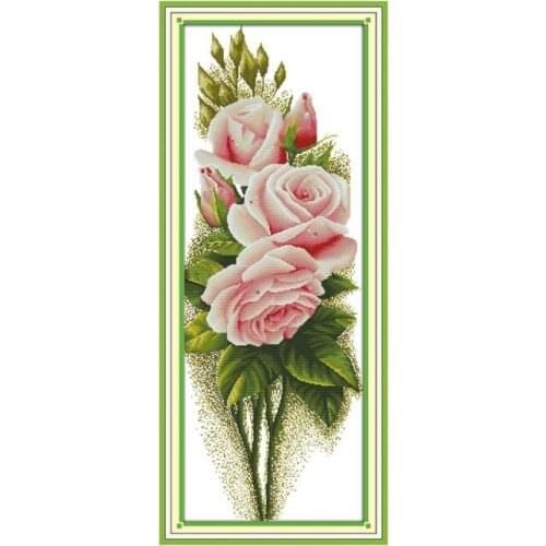 A bunch of pink roses large modern city hand-embroidered cross stitch send lover lover gifts furniture decorative painting