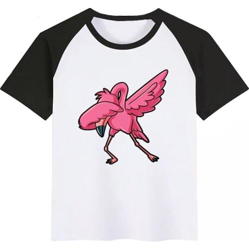 Dabbing Flamingo Boys T Shirt Summer Children T-Shirt for Boy Baby Girls Tops Kids Tshirt Cartoon Tee Shirts Clothes