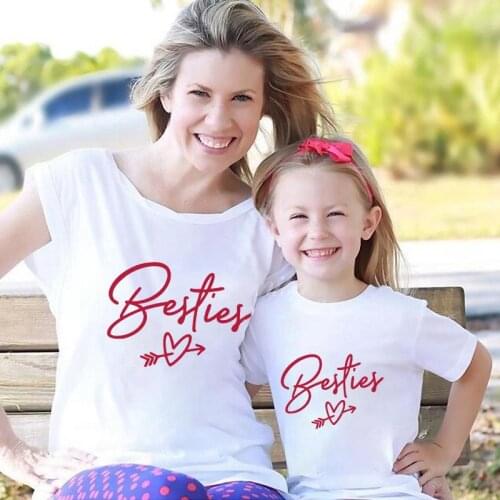 Summer Family Matching Clothes Mother And Daughter Outfits White Cotton Letter Printed T-shirt Baby Kids Girls Boys Short Sleeve