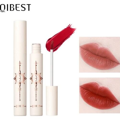 QIBEST Matte Liquid Lipstick Lips Cosmetics Foggy Velvet Lip Gloss Waterproof Lip Tint 12 Colors Sexy Light Mist Lipgloss