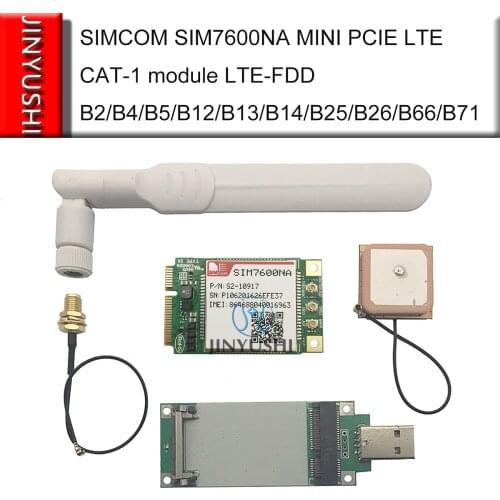 SIMCom SIM7600NA MINI PCIe CAT1 4G LTE Module With GPS 4G antenna USB adapter B2/B4/B5/B12/B13/B14/B25/B26/B66/B71 North America