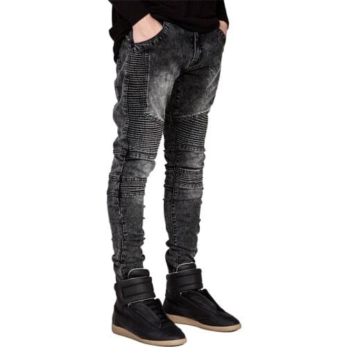 Men Jeans Runway Slim Racer Biker Jeans Fashion Hip hop Skinny Jeans For Men Casual Pants