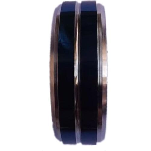 8mm blue stainless steel jewelry mens ring fashion groove smooth surface ring creative jewelry accessories